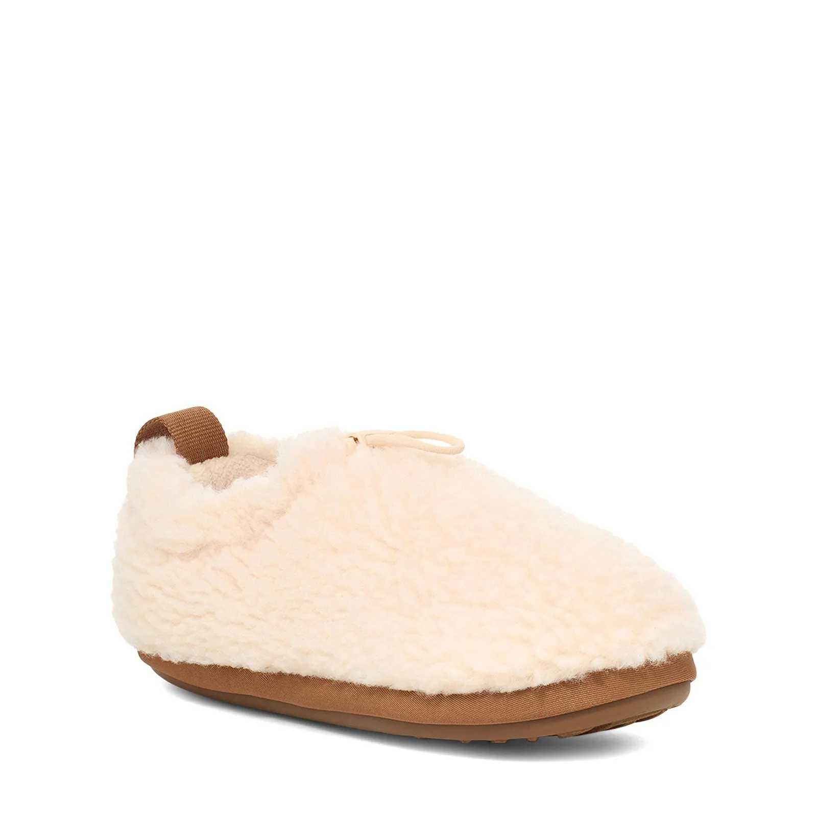 UGG Unisex-Child Plushy Slipper, Natural/Chestnut  Little Kid