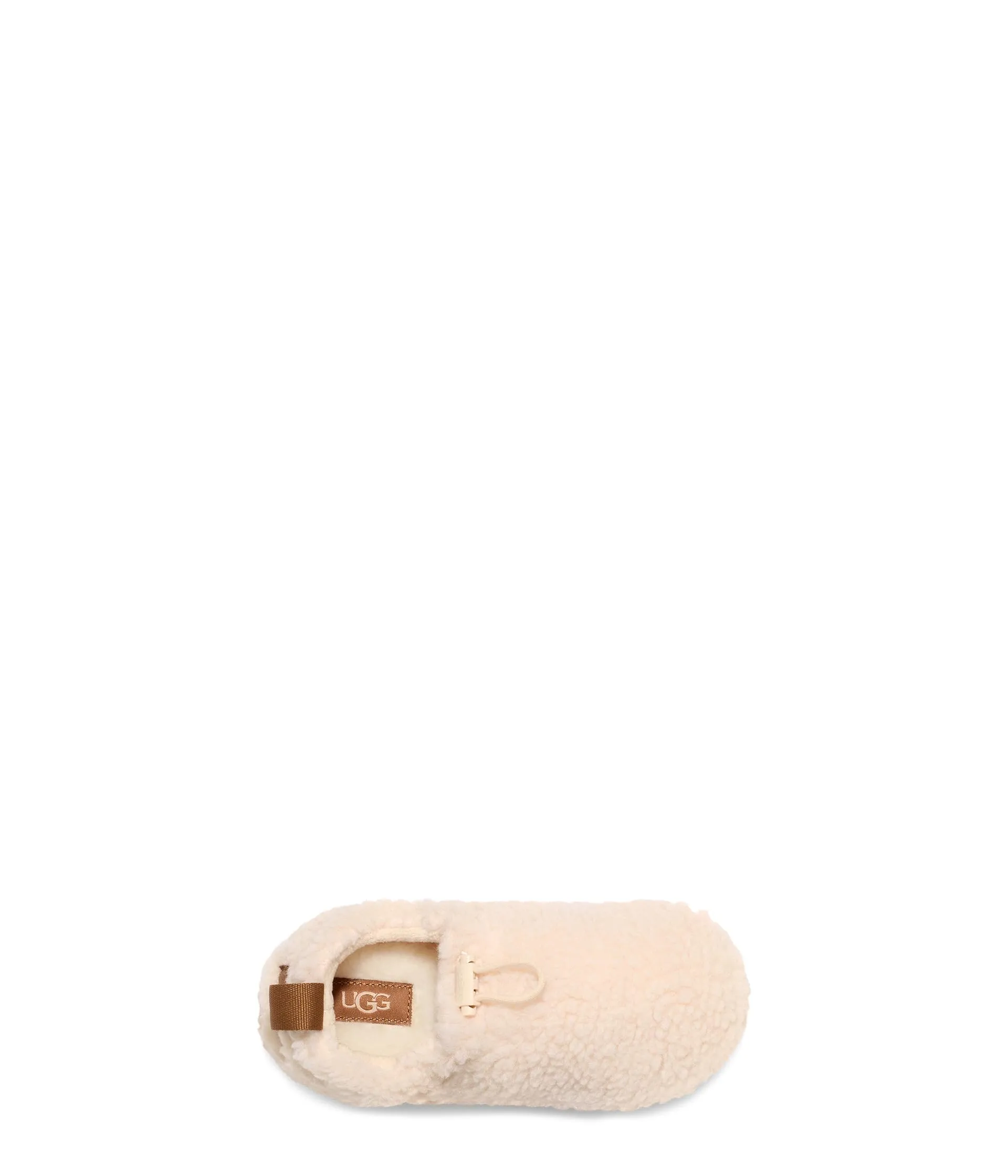 UGG Unisex-Child Plushy Slipper, Natural/Chestnut  Little Kid