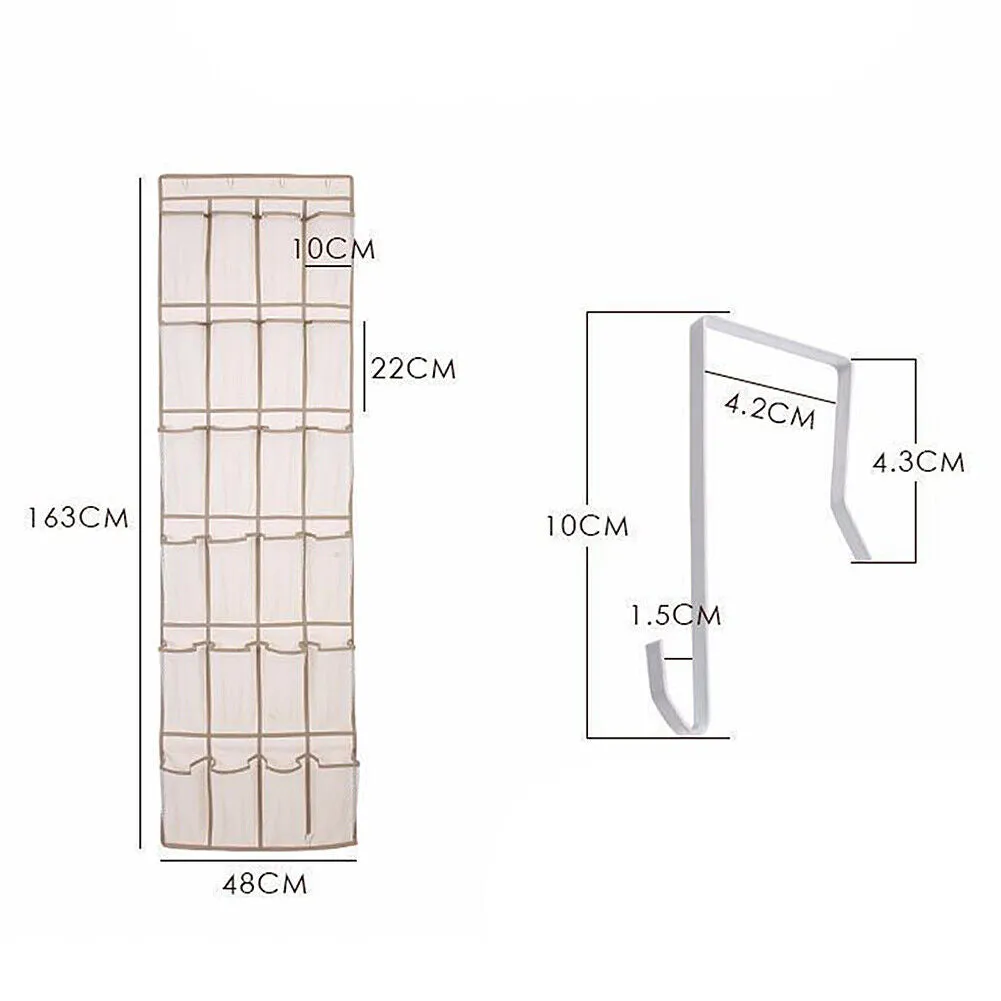 US 1-2 Pack 24 Wide Pockets Over the Door Shoe Organizer Hanging Shoe Holder PVC