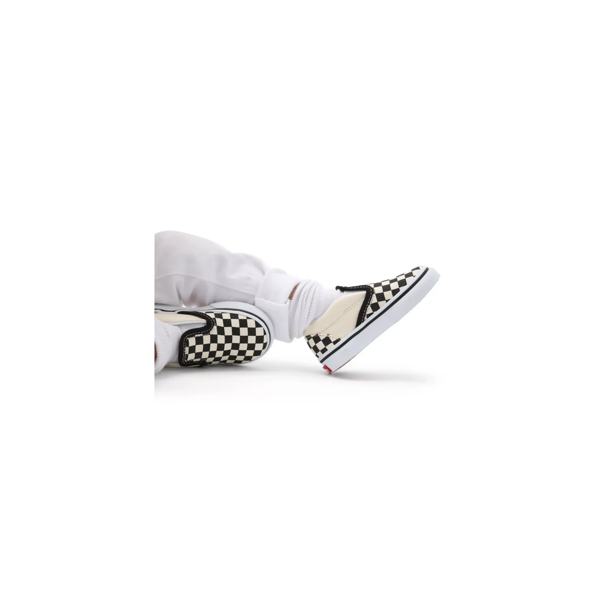 Vans Kid's Checkerboard Slip On TD Shoes - Black / White / Beige