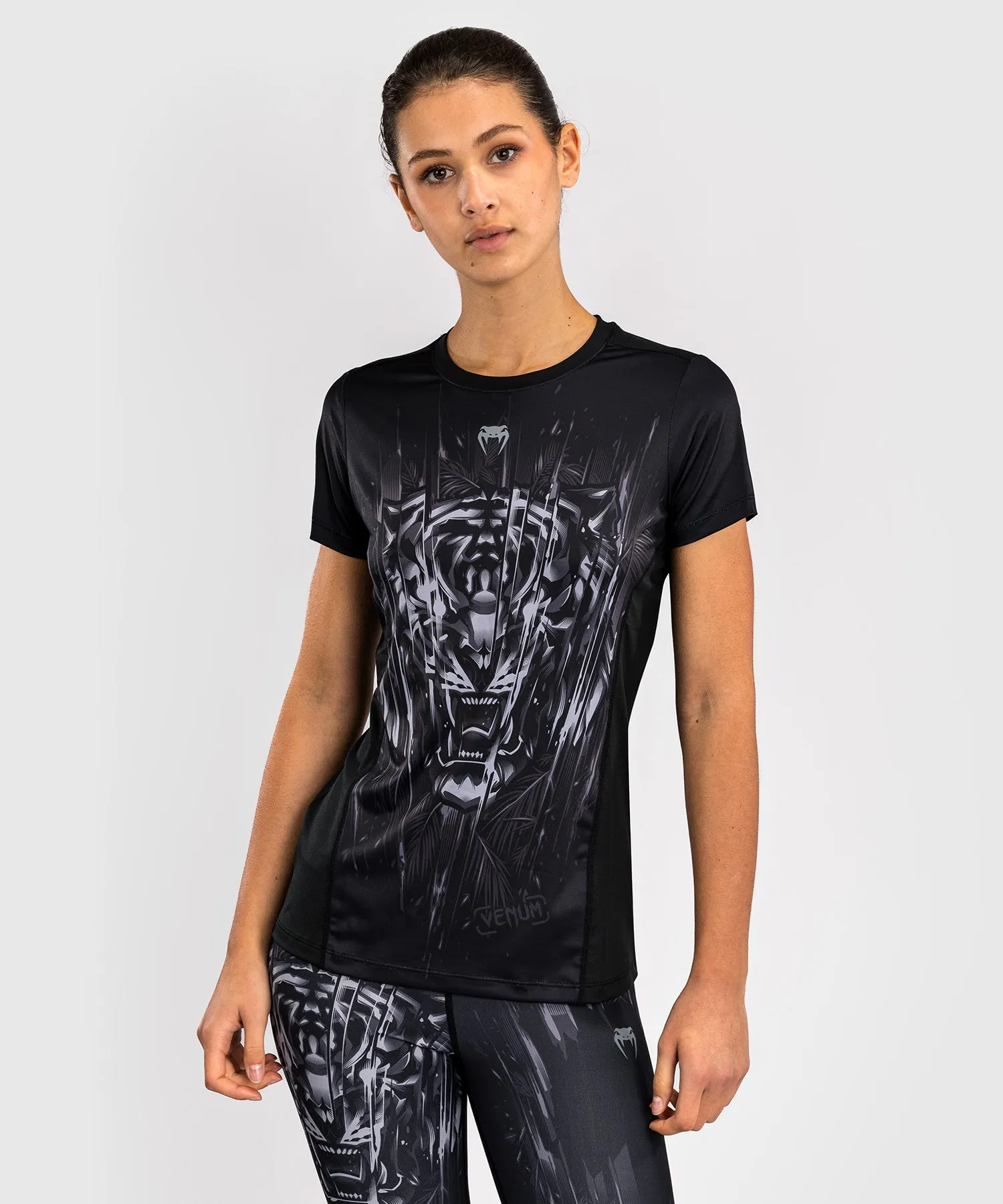 Venum Tiger Women's Dry Tech T-Shirt - Black/Silver