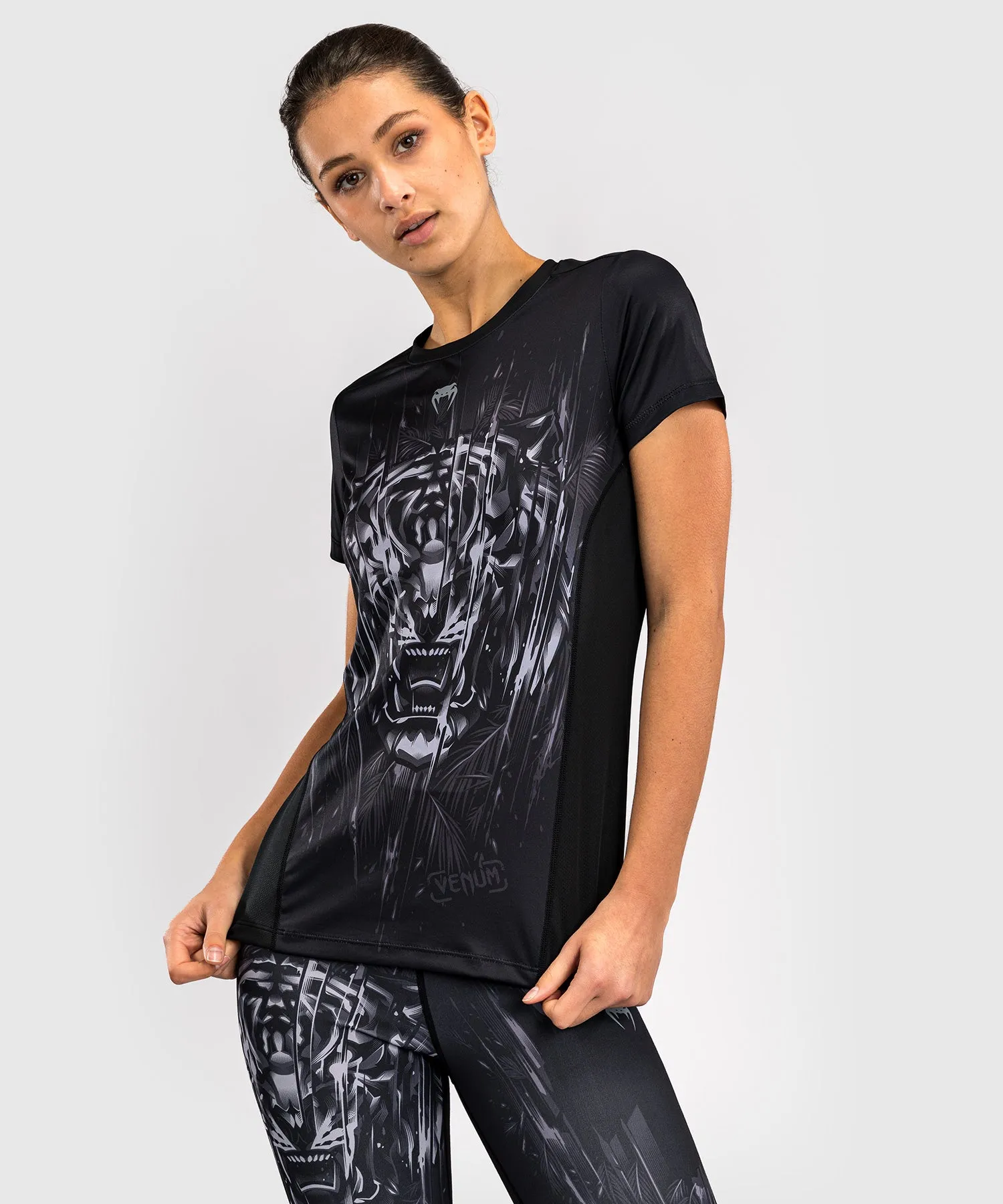 Venum Tiger Women's Dry Tech T-Shirt - Black/Silver