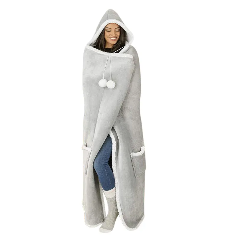 Wearable Blanket Adult Winter Warm Cozy Hooded Blanket