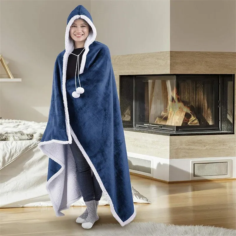 Wearable Blanket Adult Winter Warm Cozy Hooded Blanket