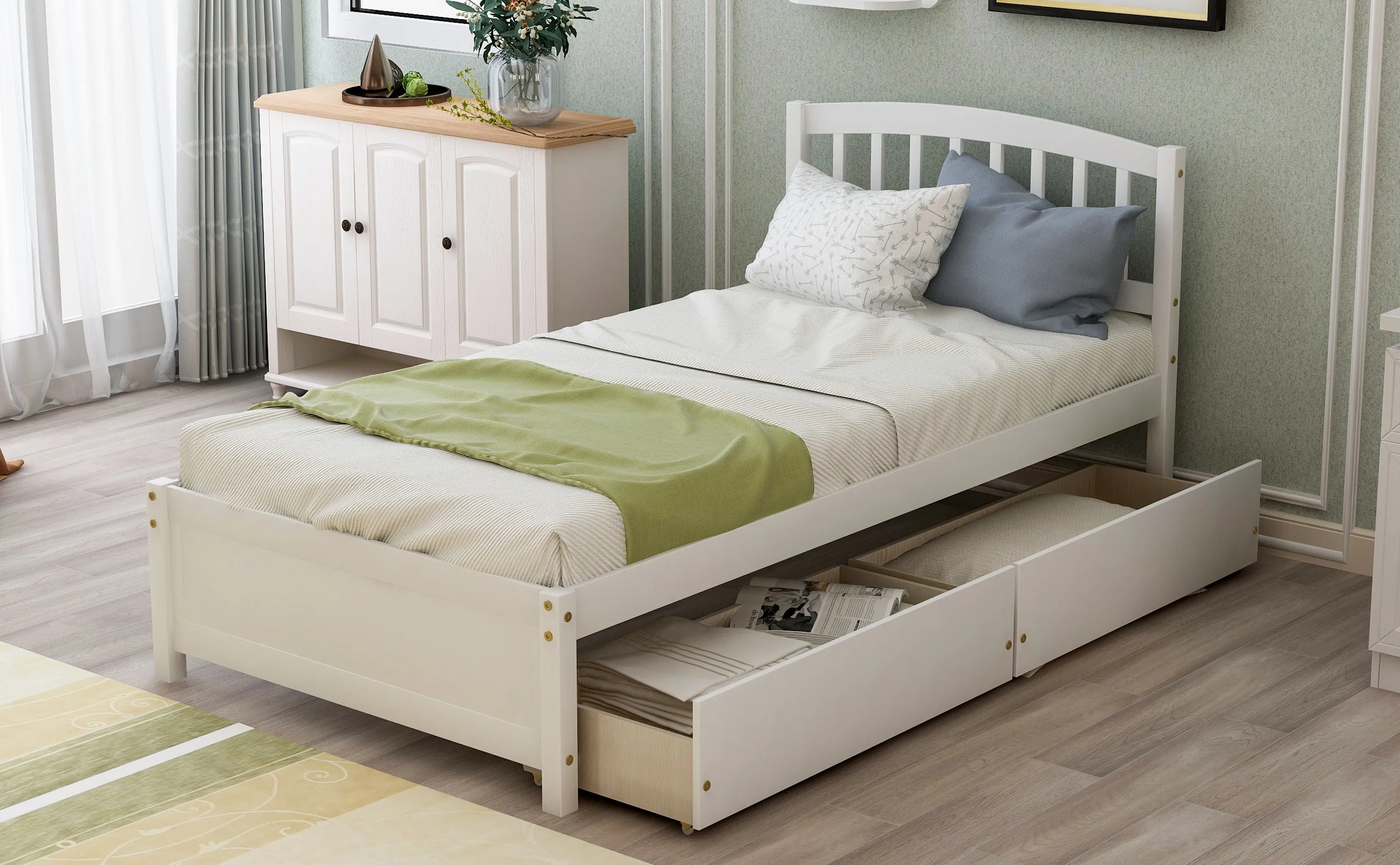 White Haven Twin Storage Bed