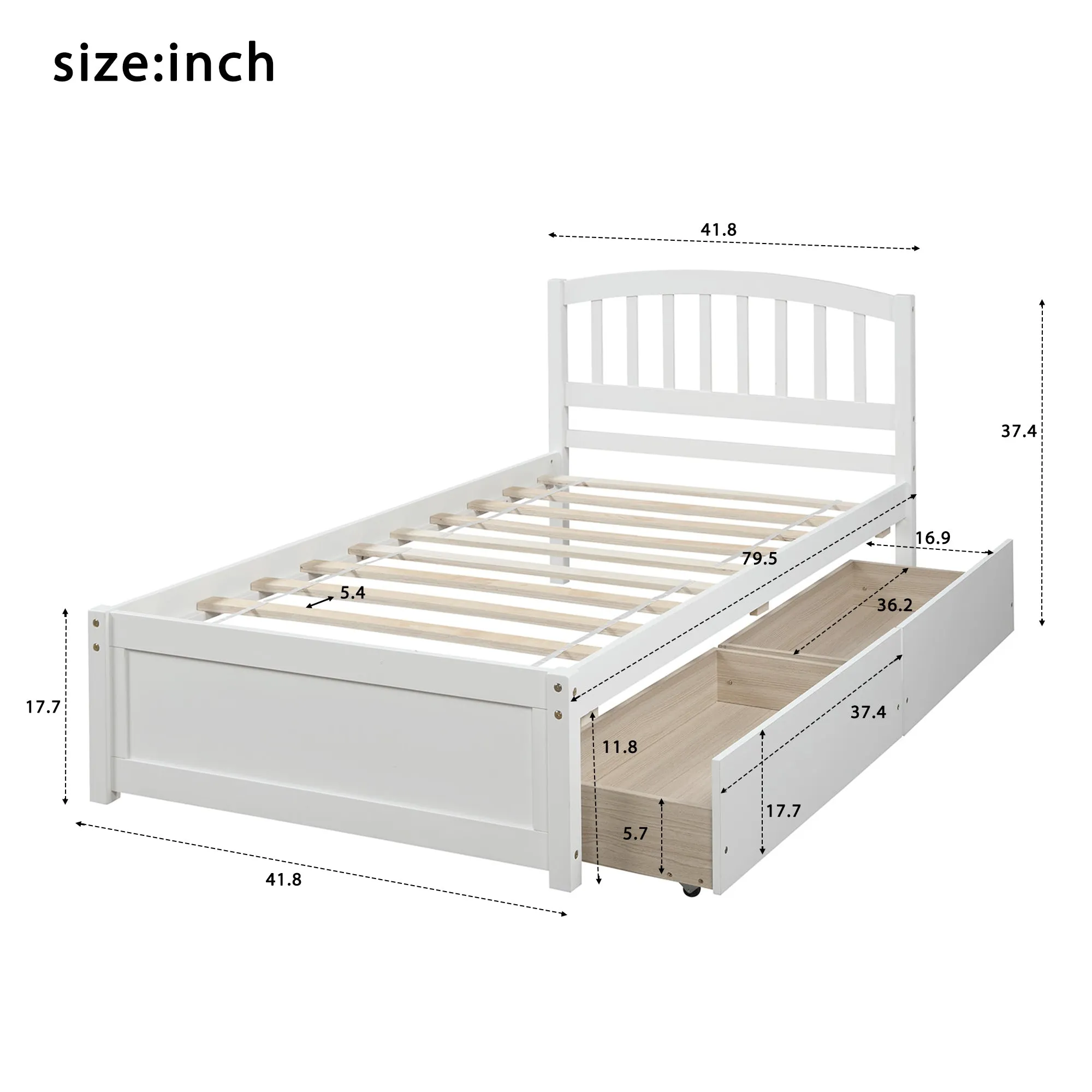 White Haven Twin Storage Bed