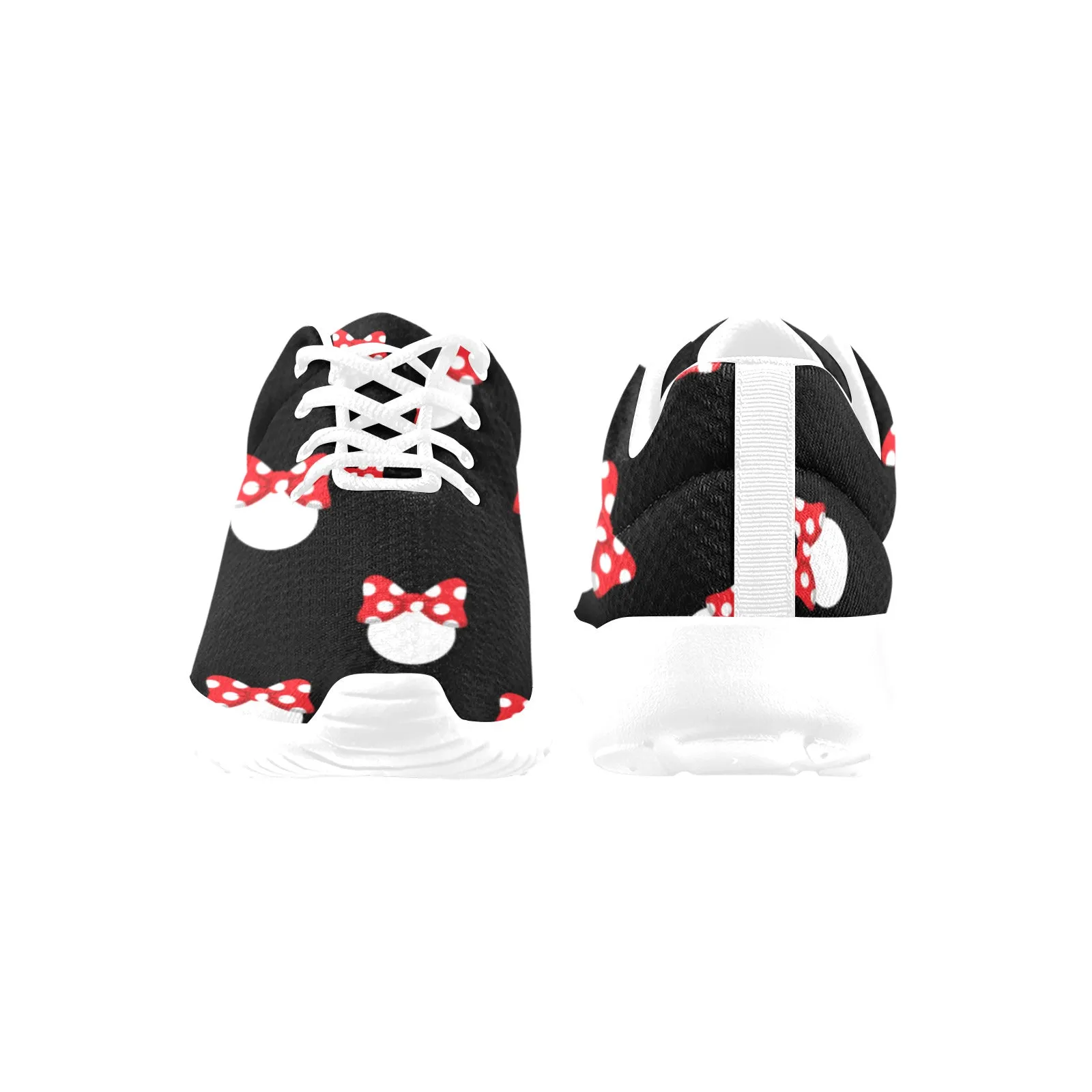 White Polka Dot Red Bow Women's Athletic Shoes