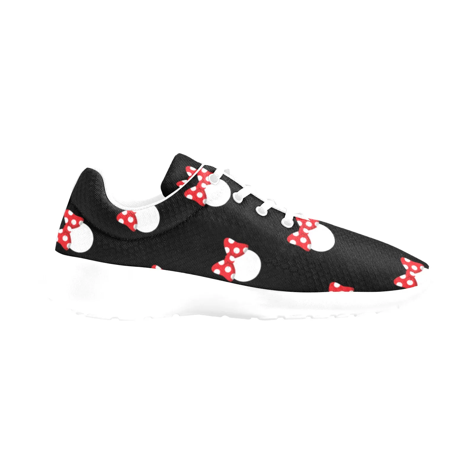 White Polka Dot Red Bow Women's Athletic Shoes