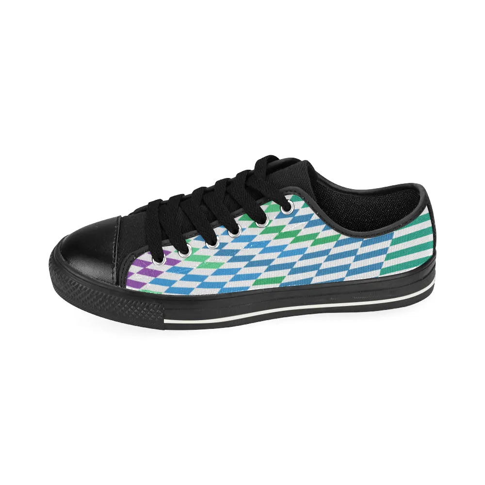 Women Big Size Checkers Print Canvas Low Top Shoes