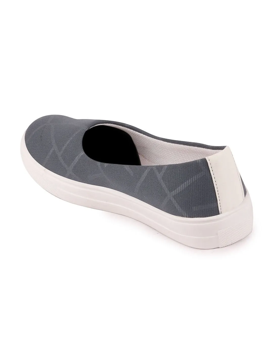 Women Grey Casual Canvas Slip-On Ballerina