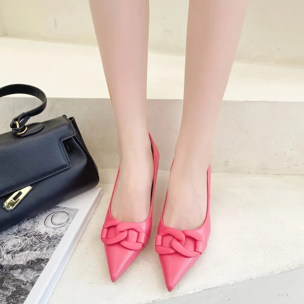 Women Pointed Toe Heeled Pumps Casual Ladies Office Dress Shoes