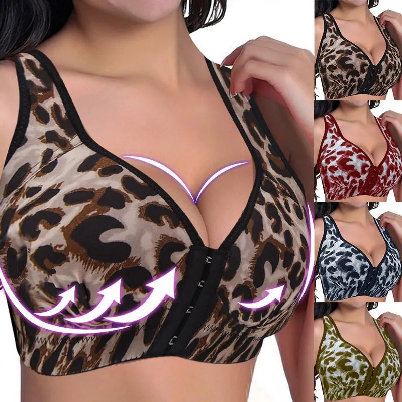 Women Summer Underwear Fashion Leopard Printed Push Up Bras Sexy Lingerie Bralette Crop Top Plus Size