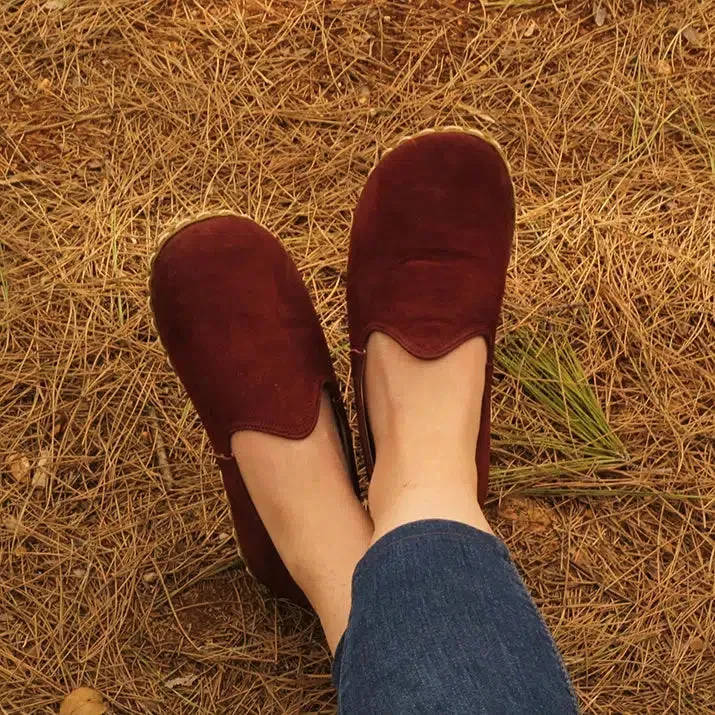 Women's Barefoot Shoes - Nubuck Burgundy