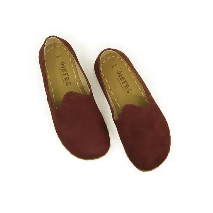 Women's Barefoot Shoes - Nubuck Burgundy