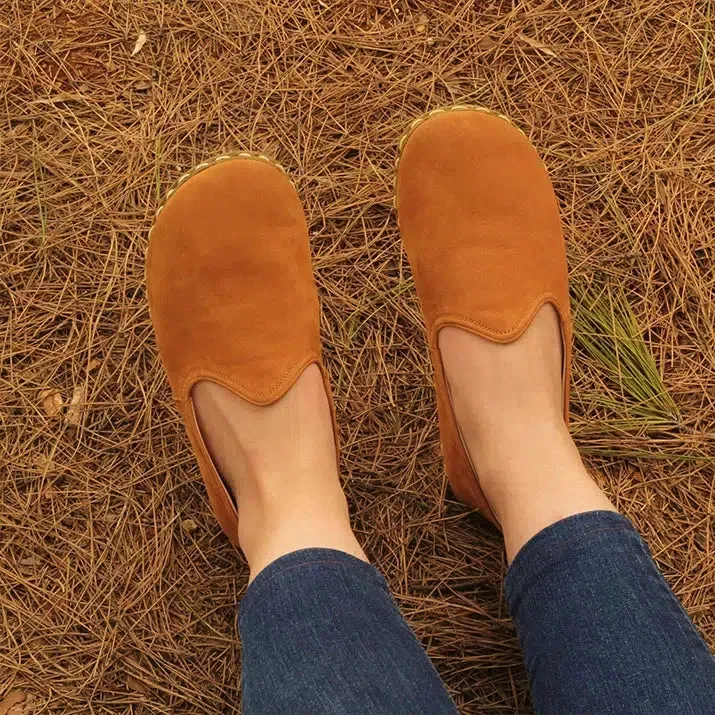 Women's Barefoot Shoes - Nubuck Orange