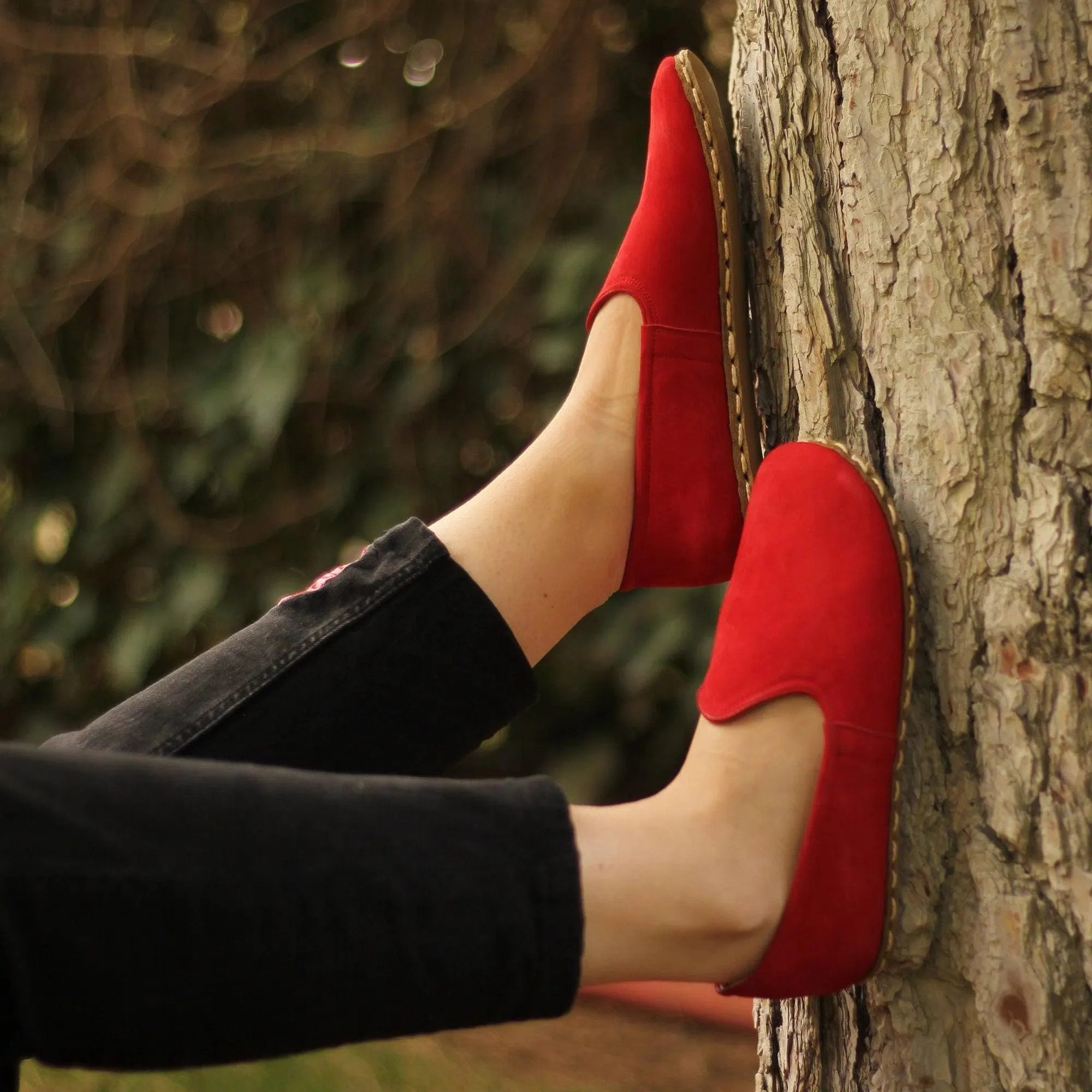 Women's Barefoot Shoes - Nubuck Red