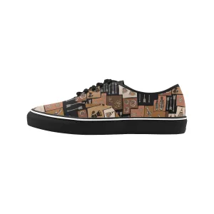 Women's Big Size Earthy Blocks Tribal Print Low Top Canvas Shoes