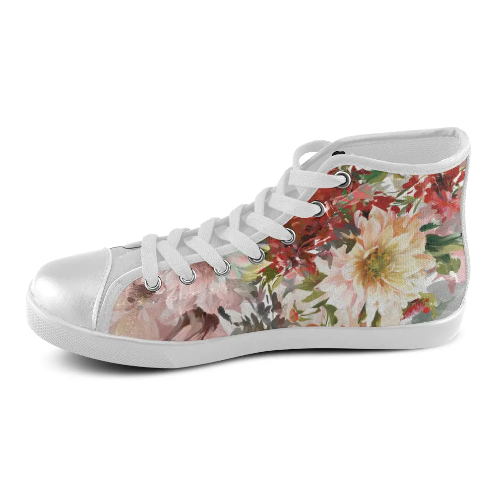 Women's Bouquet Floral Print Canvas High Top Shoes