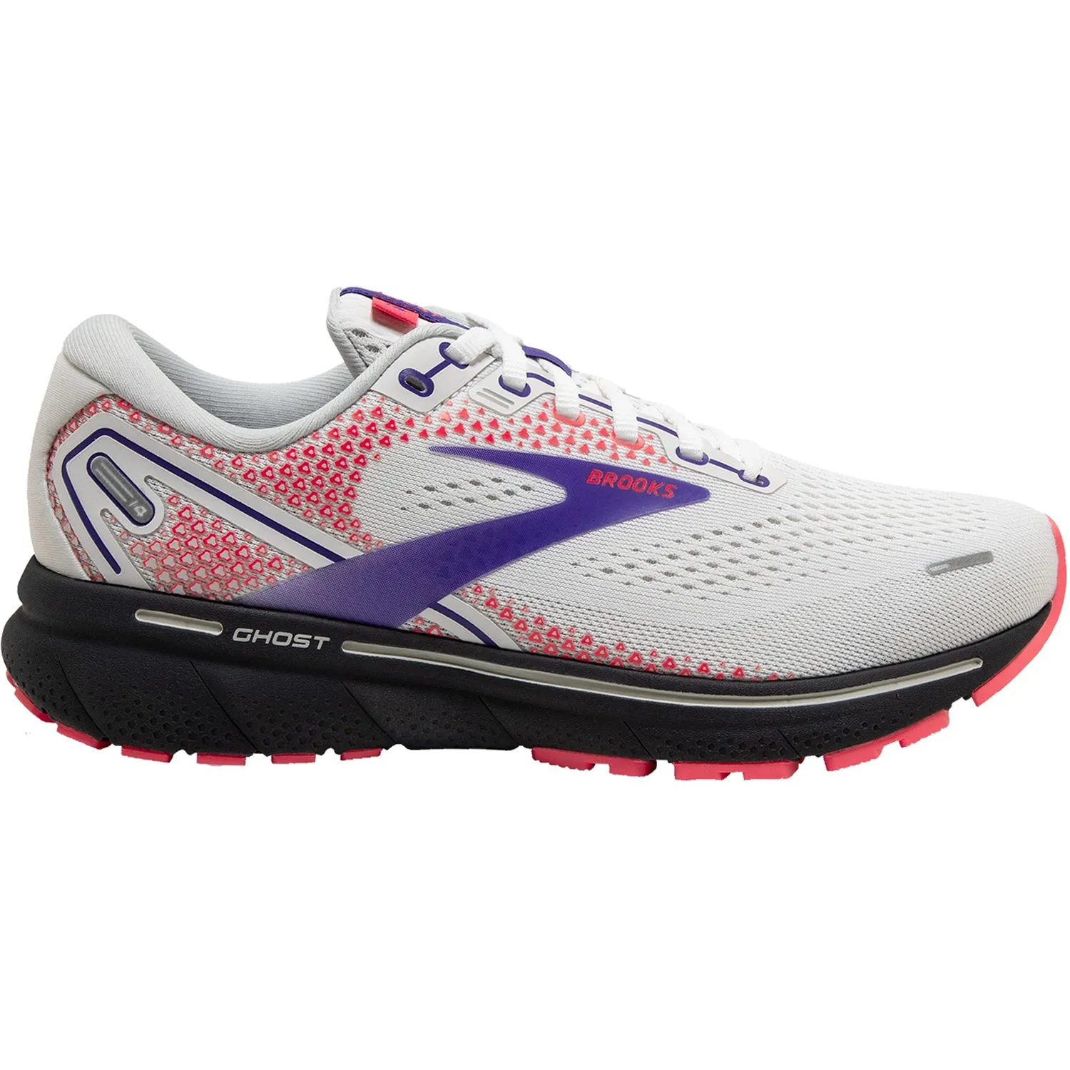 Women's Brooks Ghost 14 White/Purple/Coral Mesh