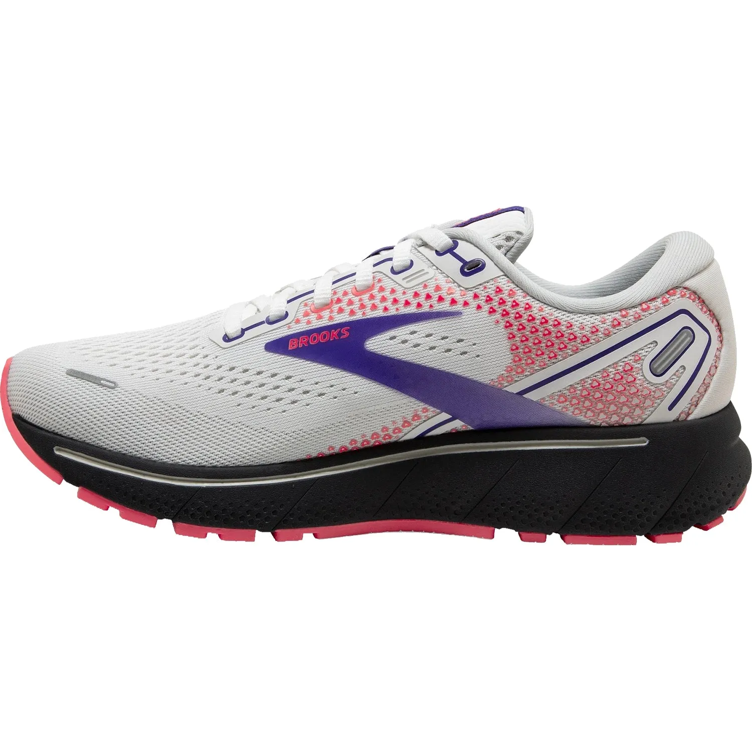 Women's Brooks Ghost 14 White/Purple/Coral Mesh