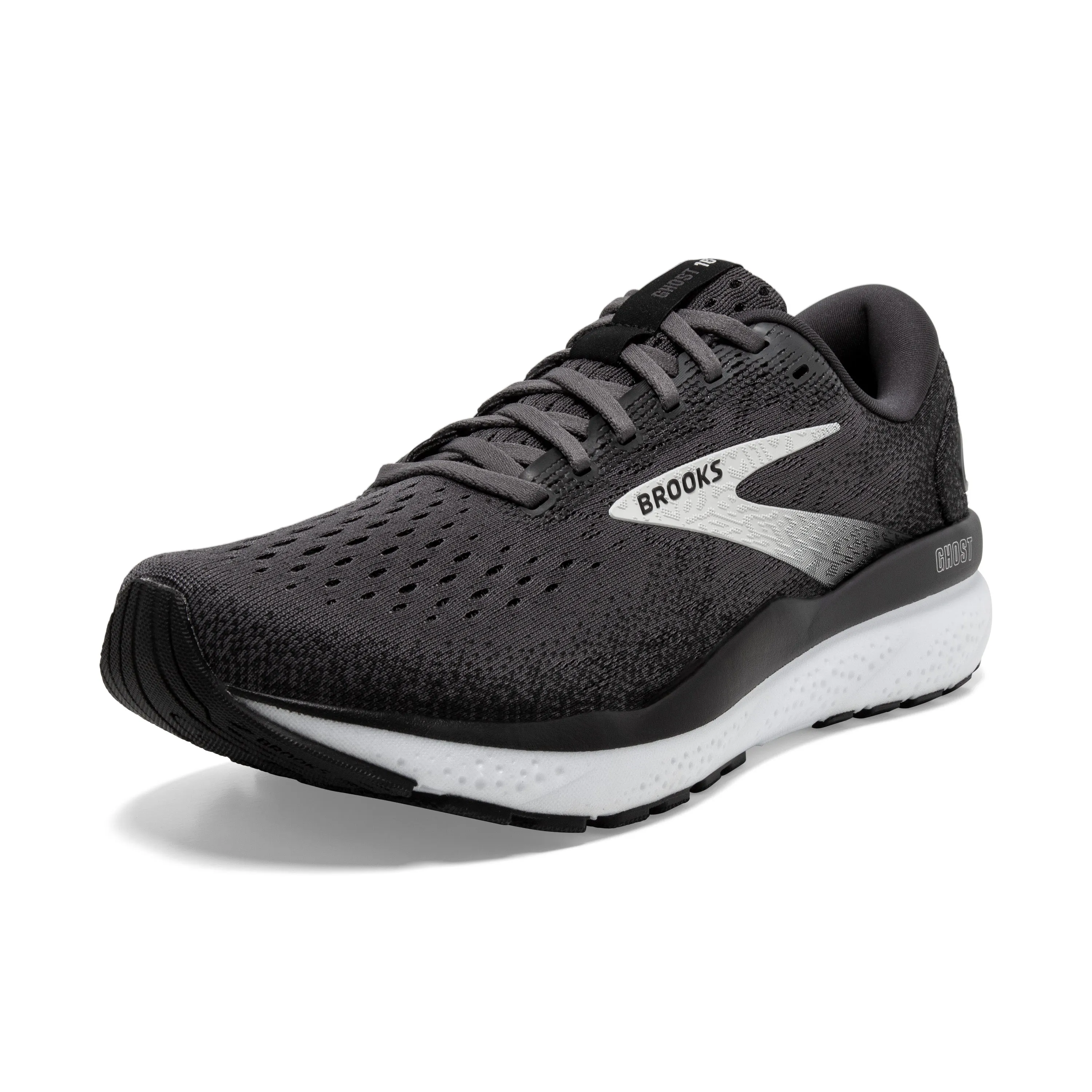 Women's Brooks Ghost 16 Color: Black / Grey / White (WIDE WIDTH)