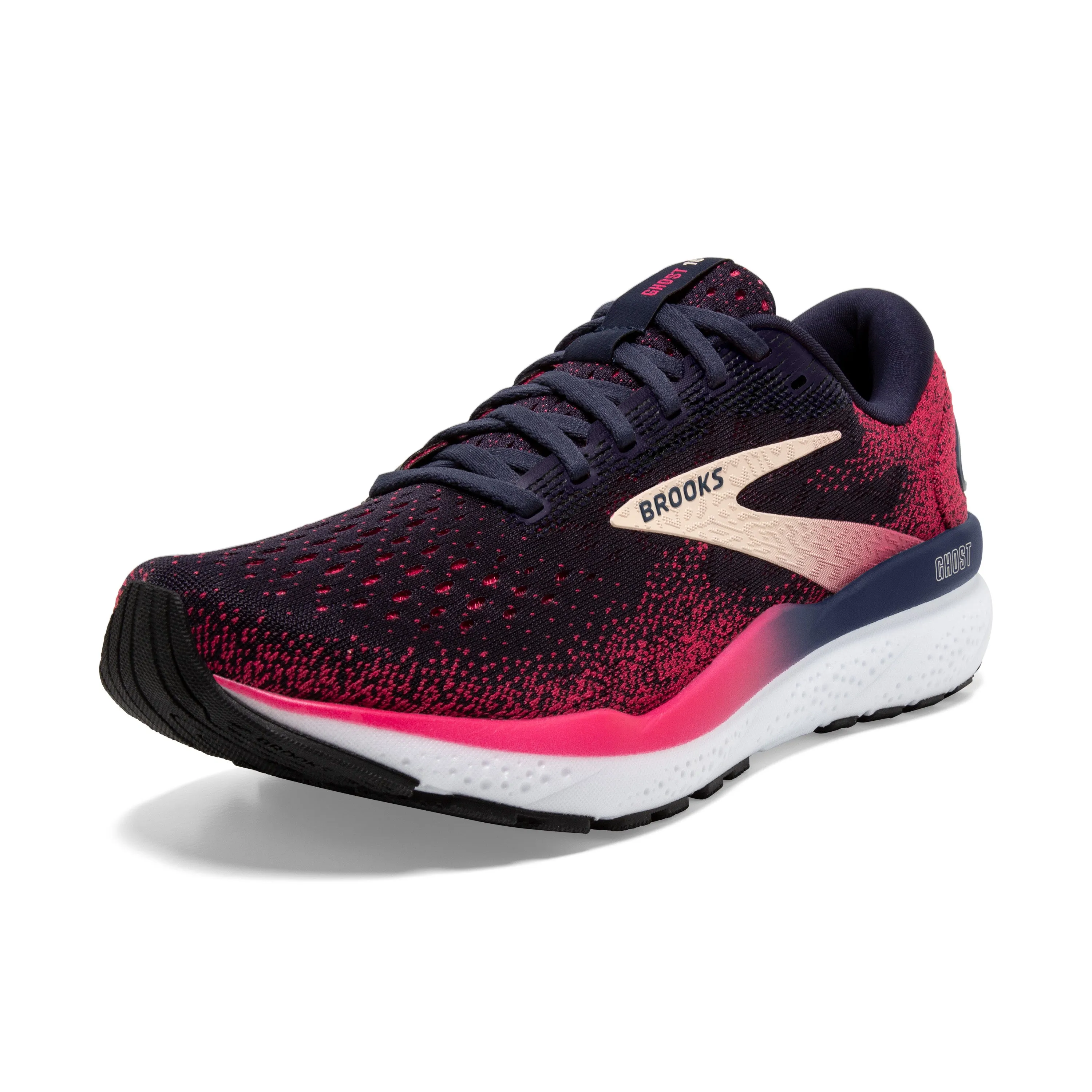 Women's Brooks Ghost 16 Color: Peacaot / Rasberry / Apricot (WIDE WIDTH)