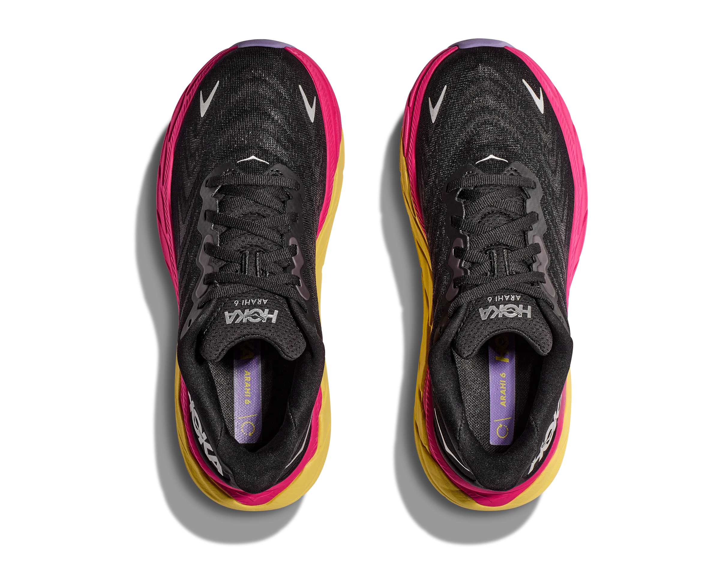 Women's Hoka Arahi 6 Color: Black/Pink Yarrow