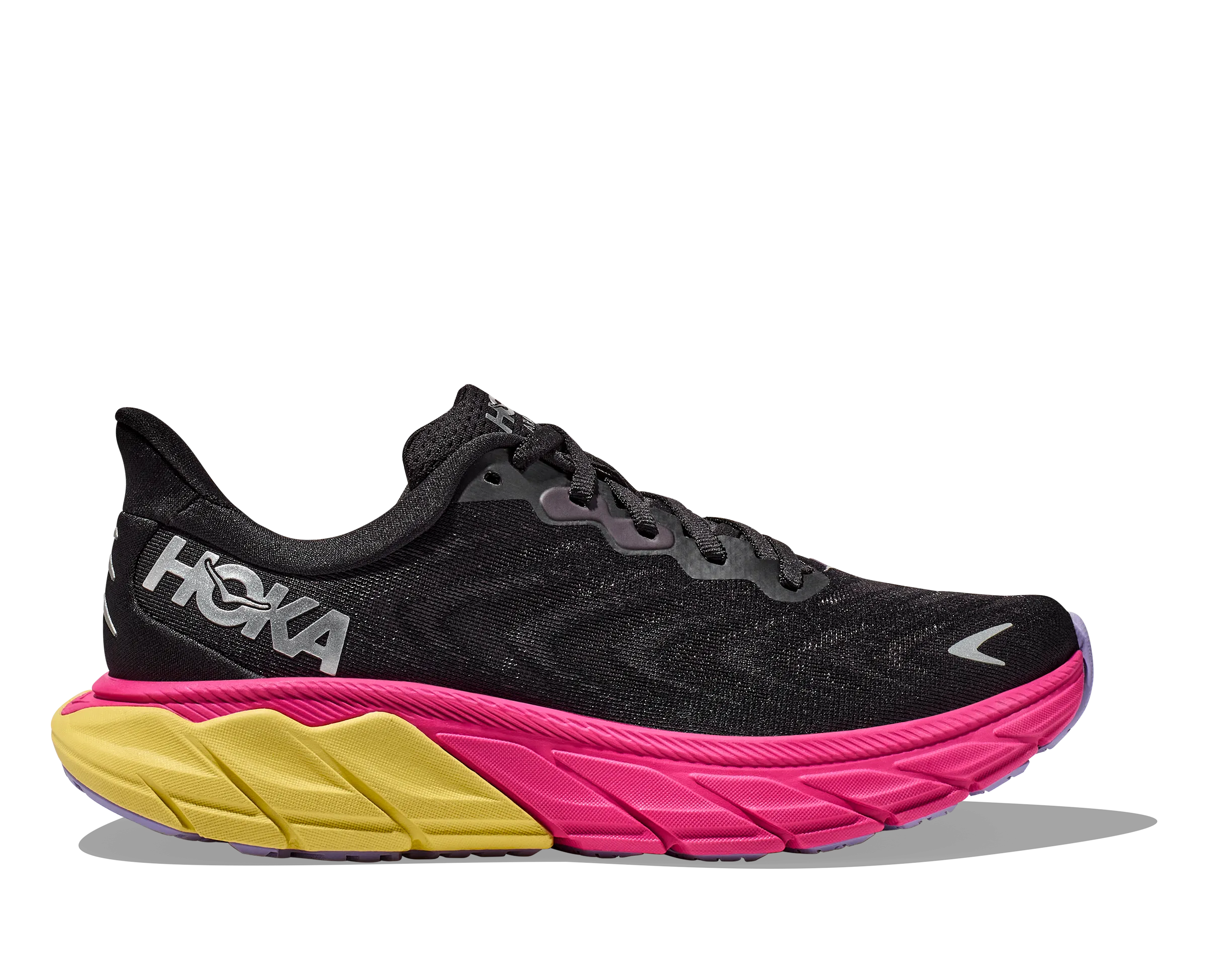 Women's Hoka Arahi 6 Color: Black/Pink Yarrow