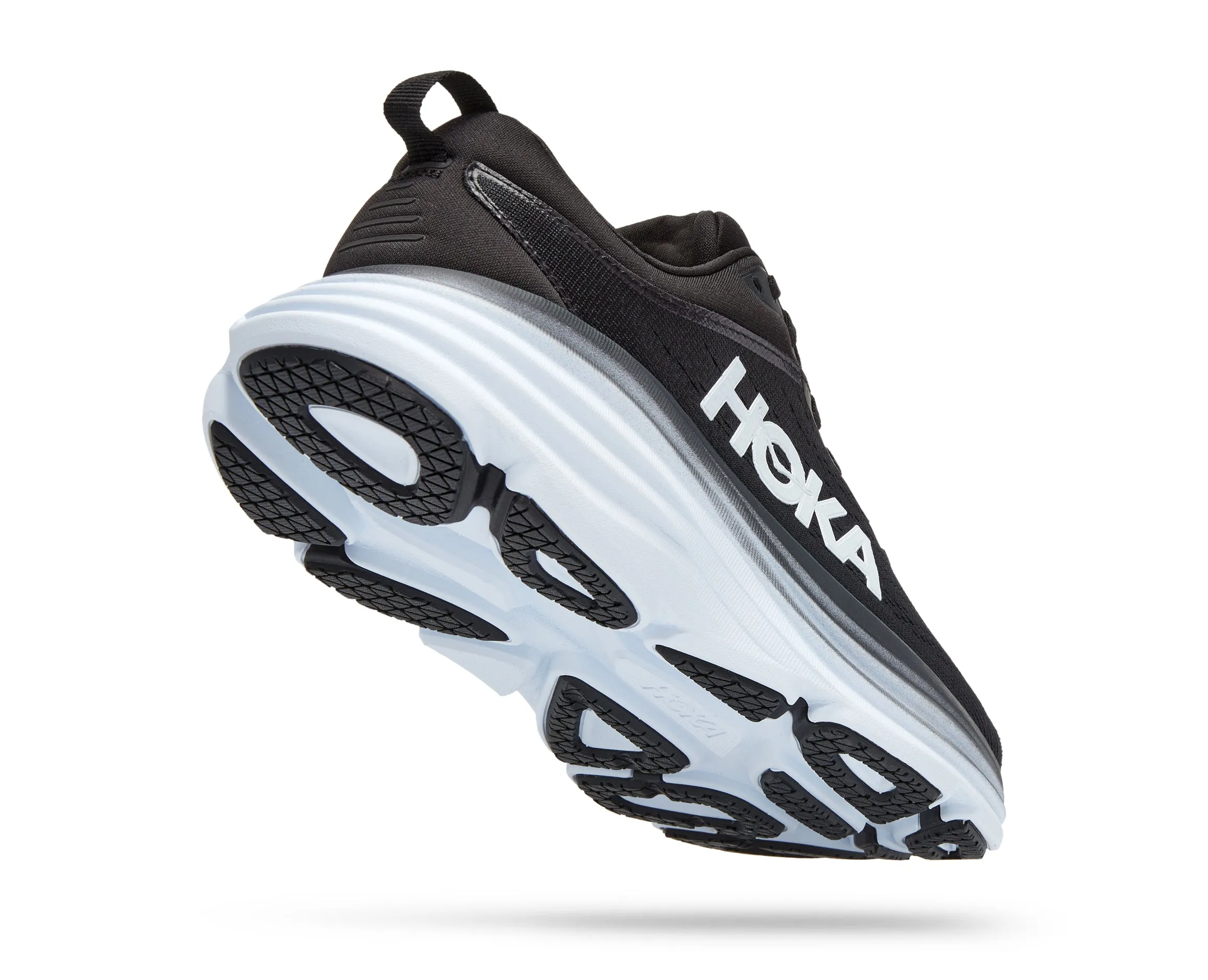 Women's Hoka Bondi 8 Color: Black/White (WIDE WIDTH)