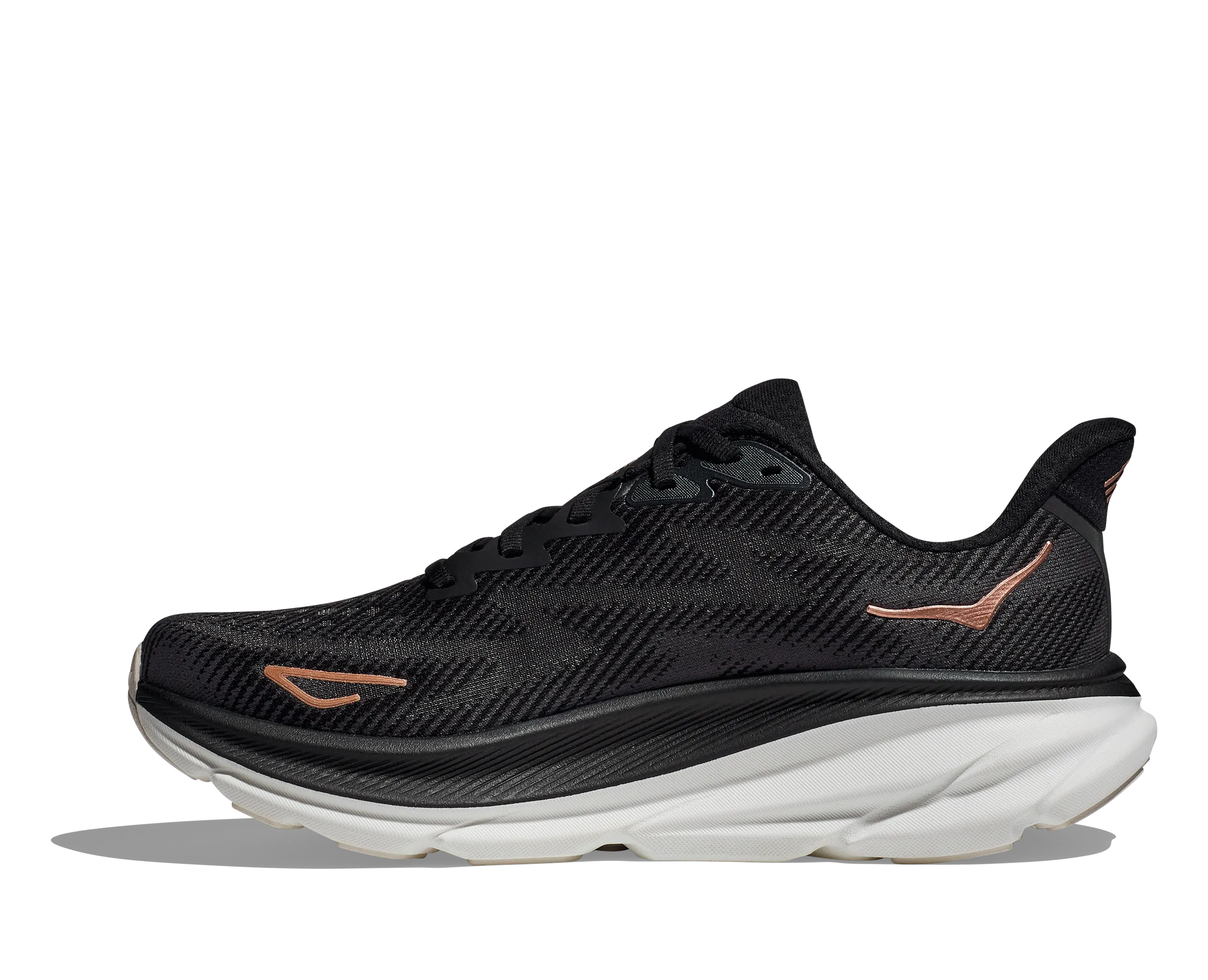 Women's Hoka Clifton 9 Color: Black / Rose Gold