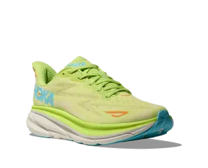 Women's Hoka Clifton 9 Color: Lettuce/ Solar Flare