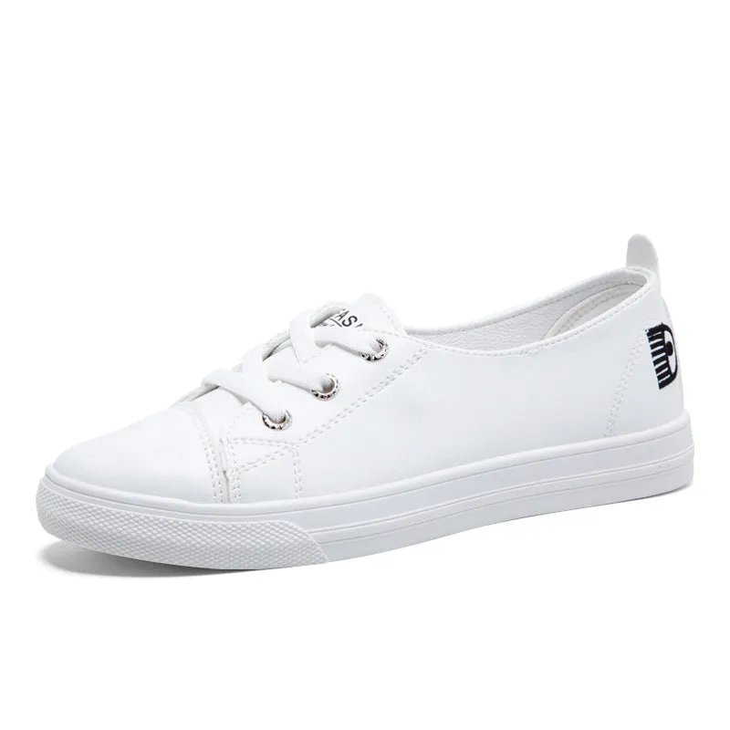 Women's Slip-on Summer White Flat Skateboard Korean Canvas Shoes