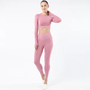 Women's Sportwear Workout Sets  two Piece Outfits Seamless High Waist Yoga Leggings Long Sleeve  rousers Gym Clothes