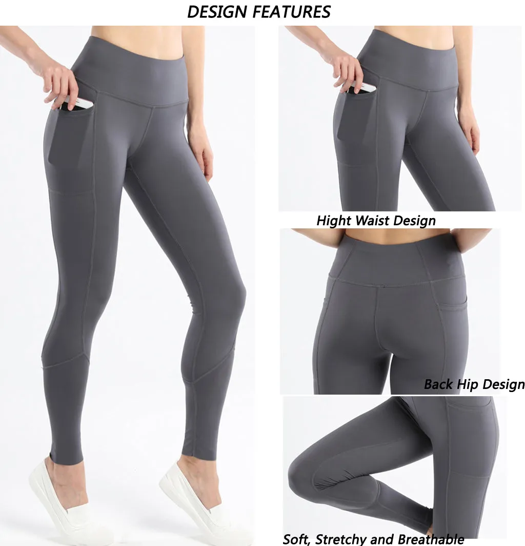 Women’s Workout Running  Leggings Pocket Tummy Control High Waist Yoga Pants