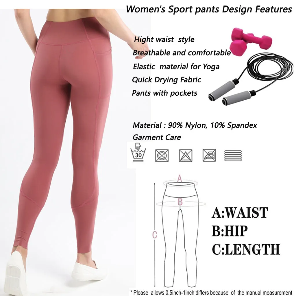 Women’s Workout Running  Leggings Pocket Tummy Control High Waist Yoga Pants