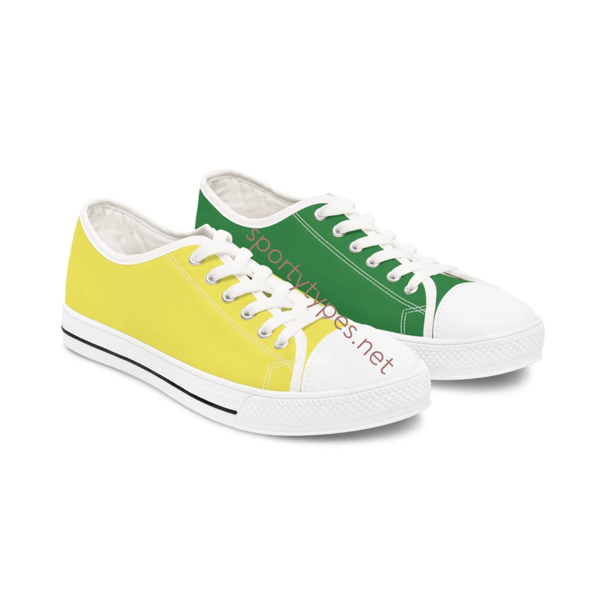 Women's Yellow & Green Mismatched Low Top Sneakers