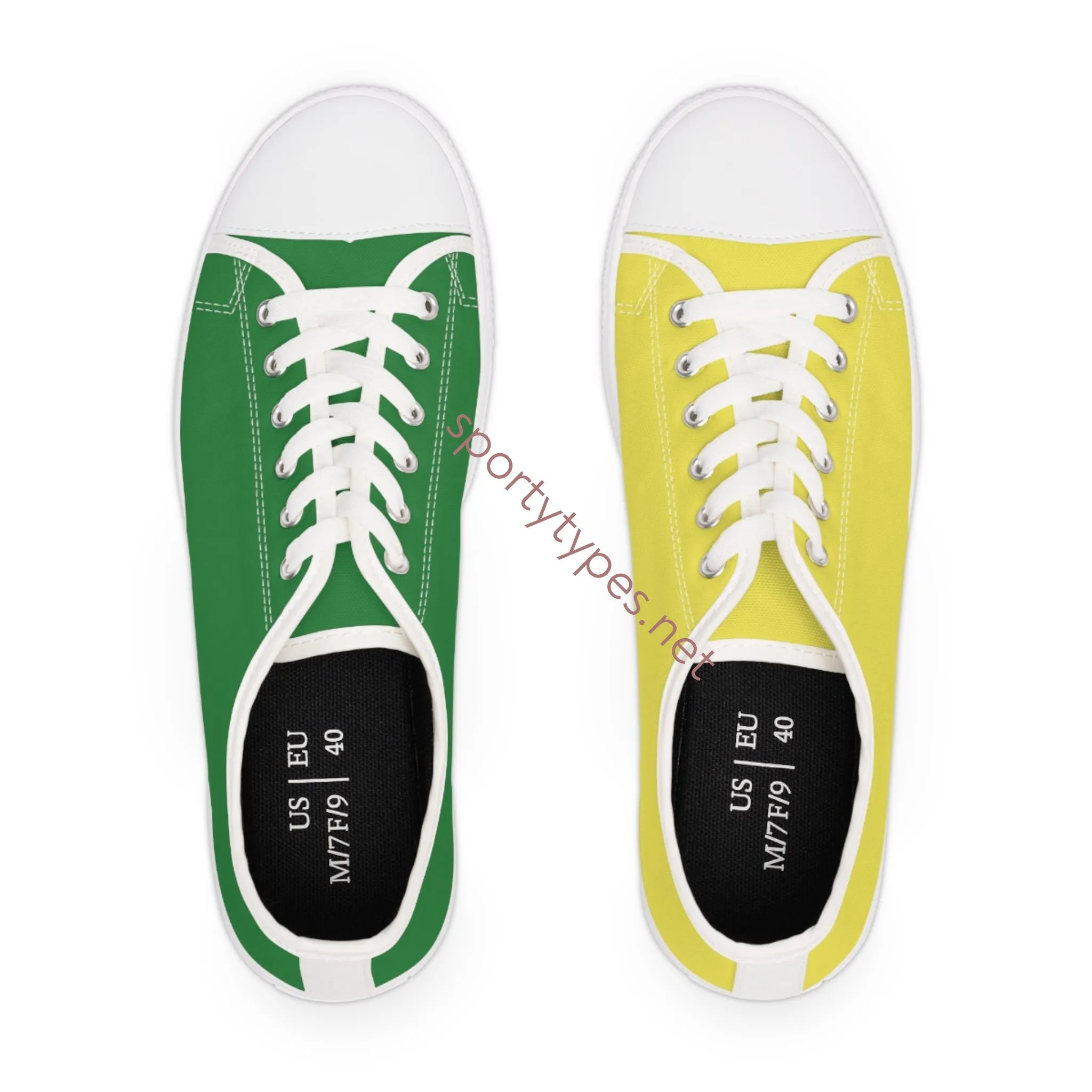 Women's Yellow & Green Mismatched Low Top Sneakers